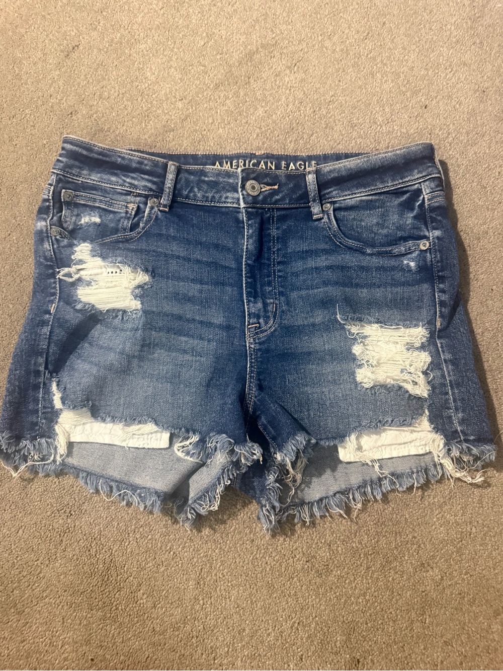 American Eagle Outfitters Blue Distressed Denim Cutoff Shorts